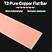 Purzen T2 Copper Busbar Pure Copper Flat Strip, Solid Copper Bar for Electrical Grounding, Power Supply, and Industrial Equipment,6mm*25mm*500mm