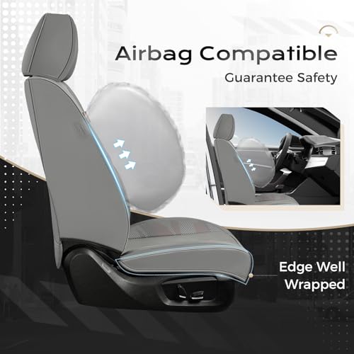 Image of Coverado Seat Covers, Car Seat Covers Front Seats, Leather Seat Covers for Cars, Car Seat Protector Waterproof, Gray Car Seat Cushion, Front Carseat Cover Universal Fit for Most Cars Camo