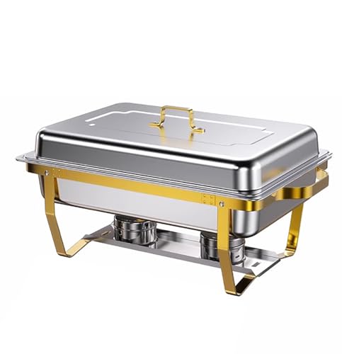 Kit de réchauffeur d'aliments rectangulaire en acier inoxydable poli