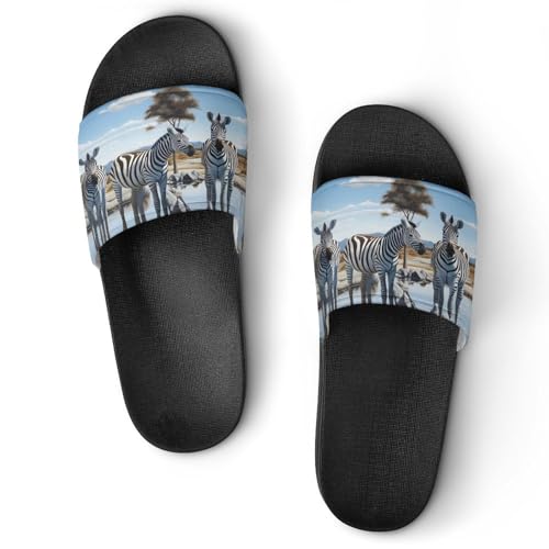 African Landscape Zebras House Sandals Non-Slip Bathroom Slippers Beach Summer Shoes for Men Women