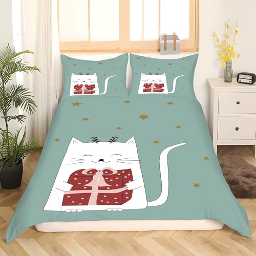 Housse de couette 160x200 microfibre douce zippée motif chaton mignon - 3