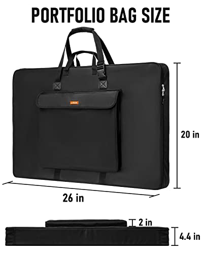 Nicpro Art Portfolio Bag 20 x 26 Inches, Waterproof Nylon Artist Case Carrying Bag Soft Sided with Shoulder Strap - Image 2