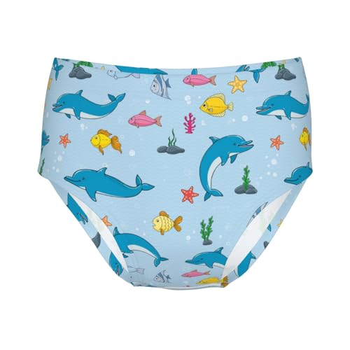 Cute Dolphins Fish And Starfish Girls' Underwear Soft Cotton Little Girls Panties Comfort Briefs
