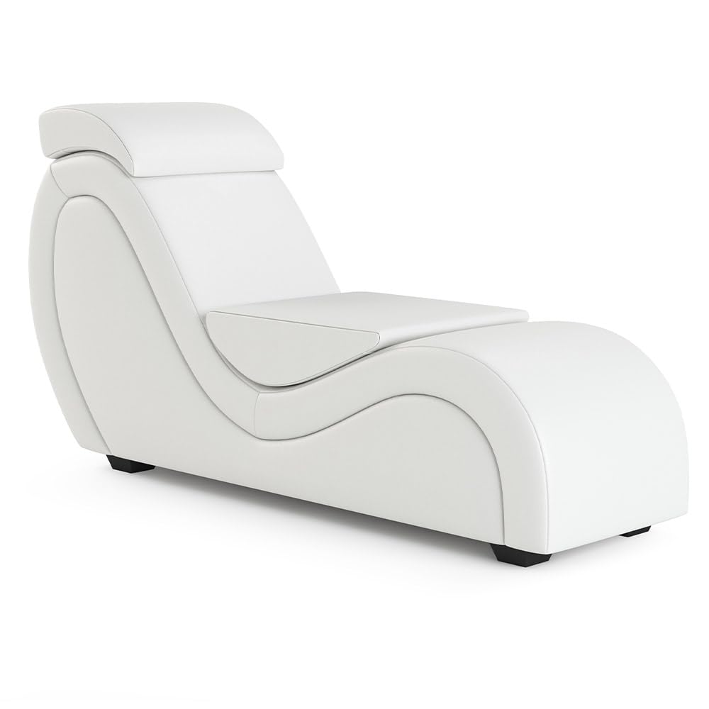 Fauteuil Tantra Ergonomique en Simili-Cuir Premium – Mobilier Design pour Couple et Relaxation (Blanc)