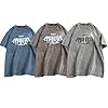 GURUNVANI Men Wash Graphic T Shirts Vintage Oversized Shirt Short Sleeve Tee Tops, Grey, L #4