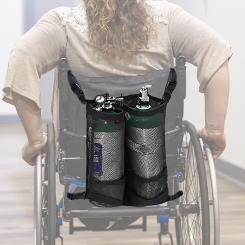 Mediss Wheelchair Oxygen Cylinder Bag - O2 Tank Carrier Backpack Holder for D and E Cylinders Bottle, Dual and Portable