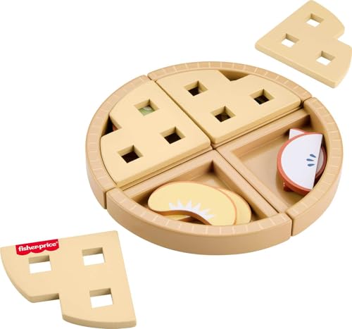 Fisher-Price Wood Pretend Play Toy Fruit Pie, Tiny Garden 16-Piece Wooden Food Puzzle Set for Preschool Kids Ages 3+ Years (Amazon Exclusive)