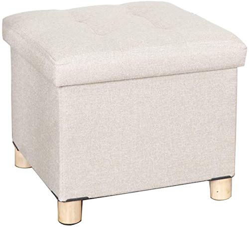Pouf de rangement en lin beige 38 cm de haute qualité pour une décoration épurée