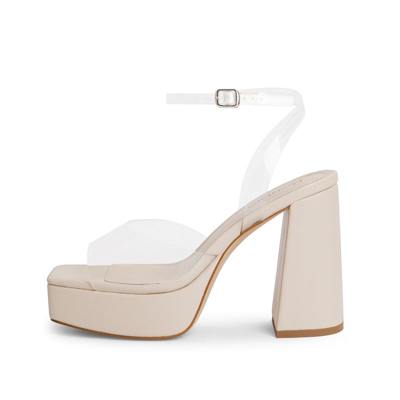 Image of Modatope Platform Heels for Women Platform Sandals Womens Chunky Heel Open Toe Pumps Ankle Strap Womens Wedding Party Pumps Shoes