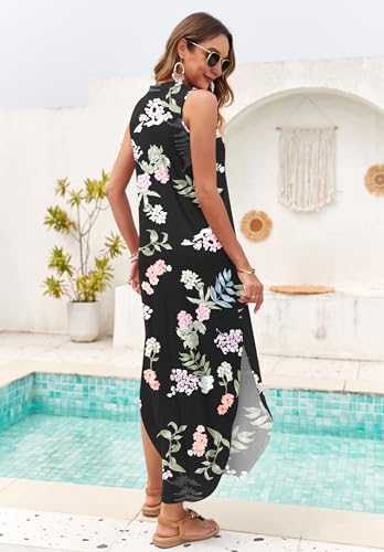 Image of AUSELILY Womens Summer Casual Maxi Dresses 2026 Sleeveless Long Beach Dresses V Neck Loose Sundresses with Side Split Pockets
