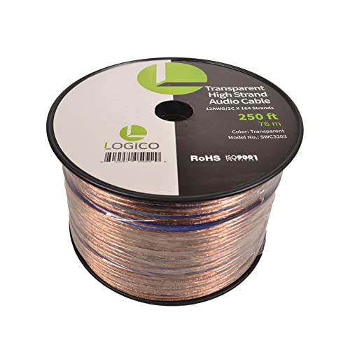 Car Home Audio Speaker Wire 12 Gauge Bulk Audio Speaker Cable Transparent 250 ft
