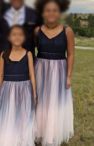 Image of Glamulice Flower Girls Spaghetti Strap Tulle Dress Long A Line Wedding Pageant Dresses Princess Birthday Party Ball Gown