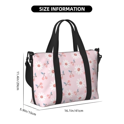 Carry On Duffle Bags Overnight Weekender Bags for Women, Cute Berry Pink Daisy Personal Item Travel Bag, Travel Essentials Sport Gym Bag for Men Women2