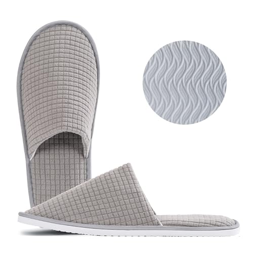 Hotel Portatili Pantofole di Velluto Corallo con Suole 7mm Antiscivolo Spa Grigio