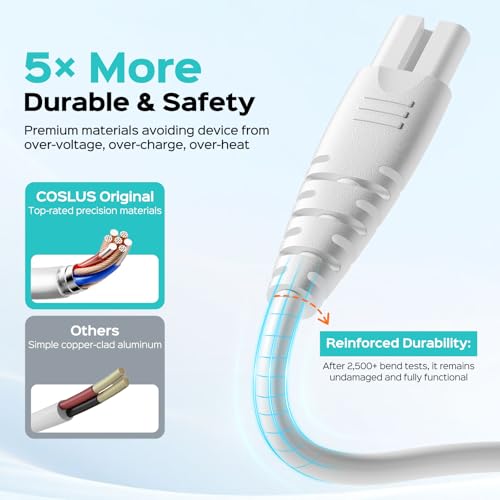 Image of COSLUS Original C20 USB A Water Flosser Charger, Dental Pick Charger Cord | For Aquasonic, Nicwell, Oralfree, Nicefeel, Hangsun, Tovendor, Zerhunt Figure-8 Replacement Charger Water Flosser White
