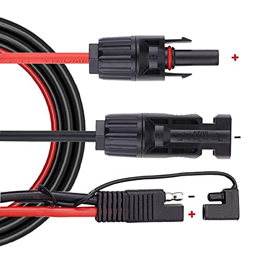 Yorikyas Solar Panel Connector to SAE Adapter Cable, MC4 Male & Female to SAE PV Extension Cable with SAE Polarity Reverse Adapter Plug for Rv Caravan Solar Panels Battery Charging