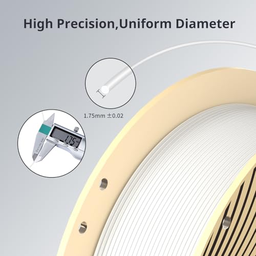 Image of ANYCUBIC 3D Printer Filament PLA 1.75mm, FDM Printer Filament 1kg Spool (2.2 lbs), Dimensional Accuracy + /- 0.02 mm (1kg, White)