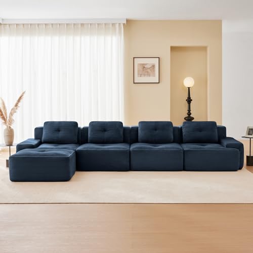 Image of Corduroy Modular Sectional Sofa, Oversized Cloud Couches for Living Room