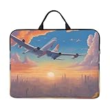 Hermosa funda para portátil de 14 pulgadas con estampado de avión, impermeable y a prueba de golpes, adecuada para oficina, trabajo, viajes de negocios y viajes diarios.