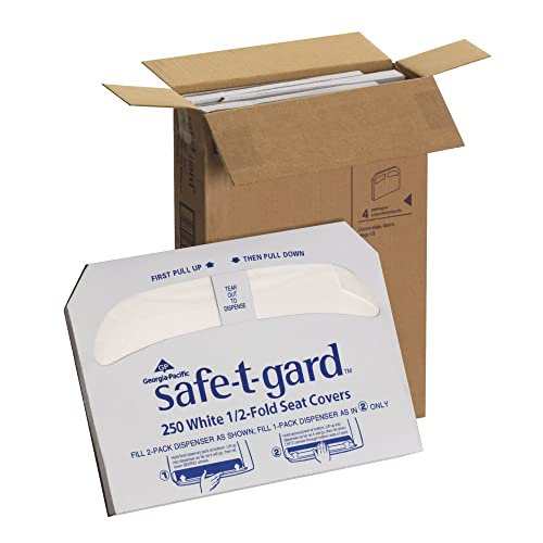 Georgia Pacific Safe-T-Gard Disposable Toilet Seat Covers by GP PRO (Georgia-Pacific), 1/2 Fold, 47046, 250 Covers Per Pack, 4 Packs total, White