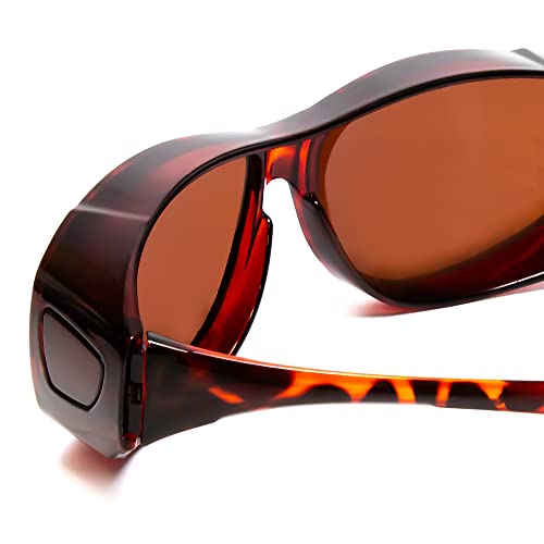 Calabria 7664 Night Driving Fitover Sunglasses Tortoise Havana/Copper Men Women Sunglass that Fits Over Prescription Glasses4