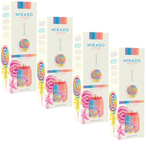 Pack de 4 Ambientadores Mikado 100 ml -Piruleta-Aroma floral y envolvente para tu hogar.