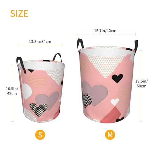 Panier à linge rond graphique d'amour abstrait pour chambre - 5