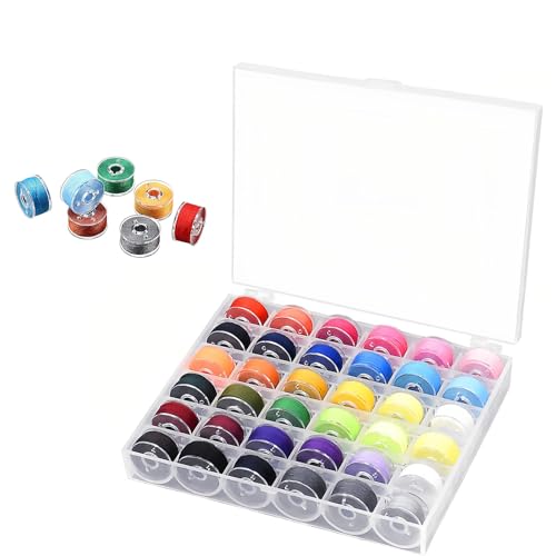 PHMING 36 Piezas Canillas Maquina Coser, Hilo de Coser de 36 Colores, Bobina Máquina de Coser, Bobinas de Plástico con Caja Transparente para Coser y Proyectos de Bricolaje