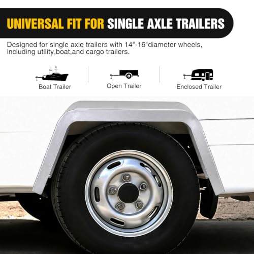 Image of Nilight Square Trailer Fenders Single Axle Mud Guards 14 to 16 in Wheels