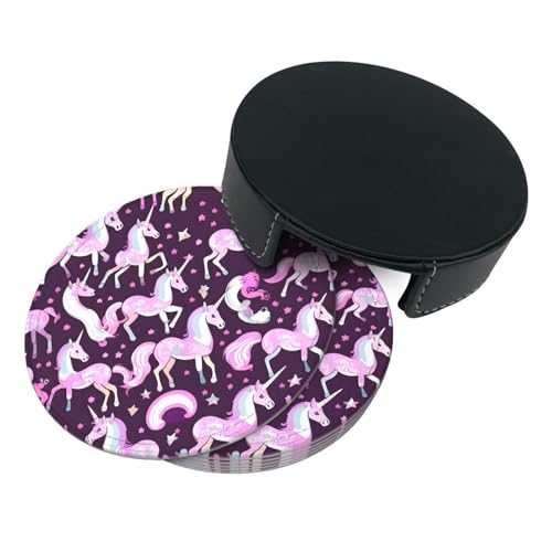 Dessous de verre licornes roses en polyuréthane premium, set de table durable