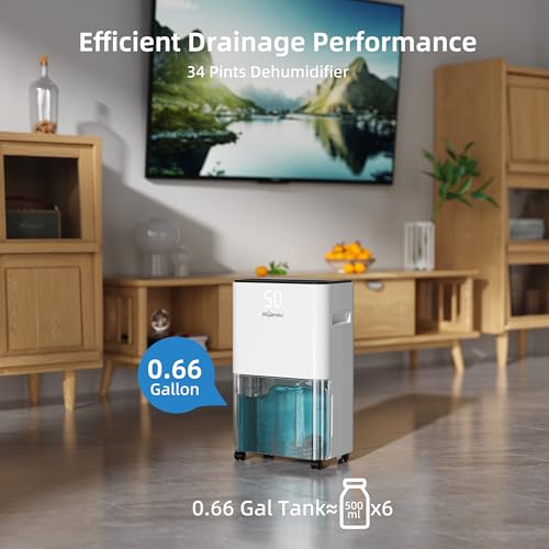 Image of HOGARLABS 32 Pints Home Dehumidifier for Basement Continuous Dehumidify, Intelligent Humidity Control,Smart Dehumidifier with Drain Hose for Liveroom, Bedroom & Bathroom.
