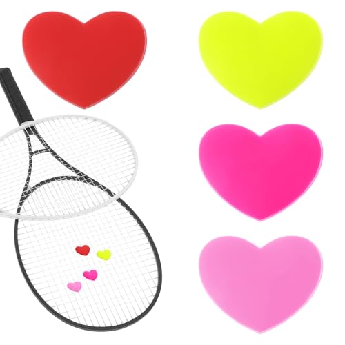 Giantree 4 stuks tennisdemper, tennisracketdemper, tennis vibratiedemper tennis accessoires, hartvormige siliconen demper schokdemper, leuke tennisbenodigdheden, geweldig tenniscadeau (4 stuks)
