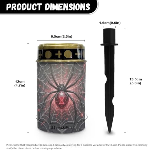 Image of 2 Pcs Gothic Spider LED Flameless Candle | Waterproof LED Grave Lights for Graves, Outdoor Flameless Candle Lamp Lights Halloween Decoration