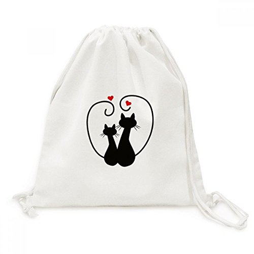 Sac à dos en toile motif amoureux des chats idée cadeau
