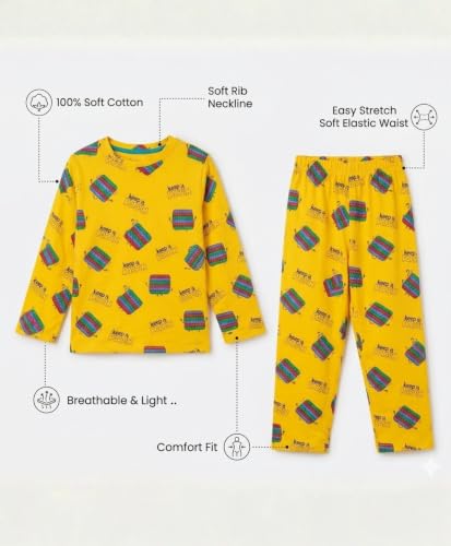 Image of Anthrilo Pure Cotton Printed Pyjama Set for Girls | Sleepwear | Night Suit, Night Wear | Long Sleeves T-Shirt & Pyjama | Regular Wear | 0-14 Years