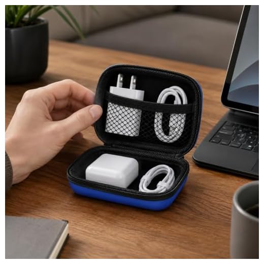 Compact EVA Storage Case Zippered Lightweight Earbud Pouch For Bluetooth Headphones Charger Cable Small Gadget Travel Bag, Sapphire blue