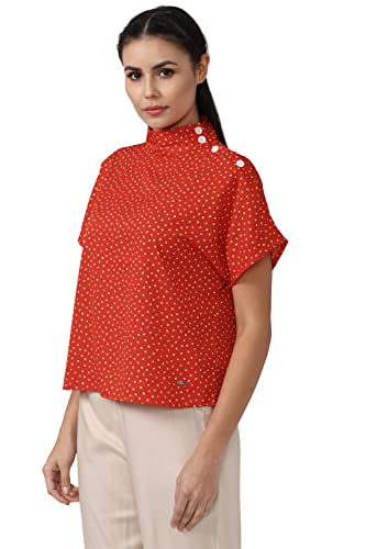 Image of Van Heusen Women's Polyester Polka Dots Regular Fit Blouse