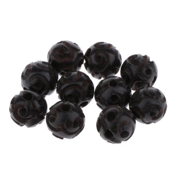 SNAPPSY 4x10 lot Black Wood Beads Buddhist Print Beads Necklace Anlets Key Decor 8MM-image-18