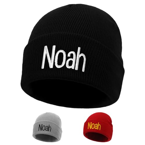 Custom Grey Beanie Hats for Baby Girls Boys - Personalized Embroidered Beanies with Name for Kids Teens Adults