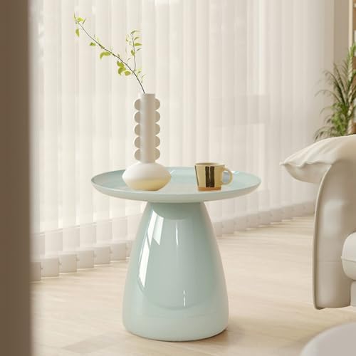Modern Mushroom-Shaped Nightstand, Simple PC Material Bedside Table with Open Storage, Round Small Coffee Table for Bedroom, Living Room - Bright Green