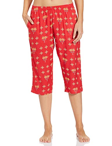 Image of Longies Women's Rayon Capri Nigh Suit Regular Set (LGRCSSYV001 marron028 S)
