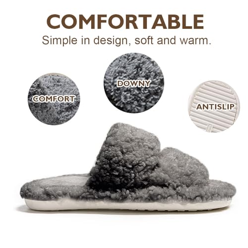 Women's House Shoes Women's Fuzzy Open Toe Slippers Comfy Soft Memory Foam Indoor House Shoes Comfortable for Hardwood FloorsWomens Memory Slippers3
