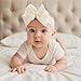 Tucnoeu 3pcs Baby Girl Headbands with Bows - Soft Stretchy Newborn Bows for Girls, Infant Toddler Hair Accessories (White, Ivory, Pink)
