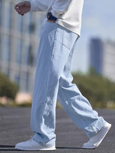 Image of dockstreet Men Baggy Jeans || Pure Cotton || Extremely Soft Touch ||Breathable Denim for Summer Season Comfort