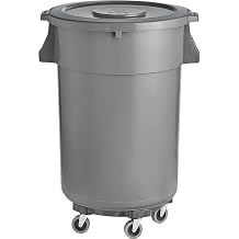 44 Gallon Trash Can with Wheeled Cover and Dolly, 180 Liter Commercial Garbage Bin with Lid and Wheels for Kitchen, Office, Hotel, Restaurant, Garbage Gray