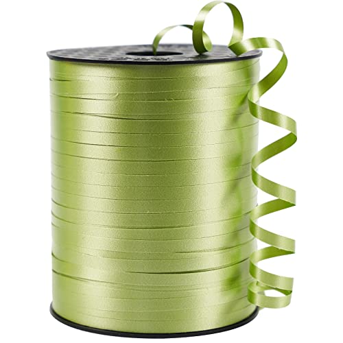 Image of PartyWoo Green Ribbon - 500 Yard Curling Ribbon for Crafts, Balloon String, Gift Wrapping, Florist Flowers (1 Roll)