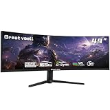 Great voell 49 Zoll Curved Gaming Monitor 32:9 DQHD 5K 165Hz 1ms Ultra Wide Screen 1500R immersive Wölbung HDR400 127% sRGB, FreeSync, HDMI/DP, VESA Montage für Gaming und