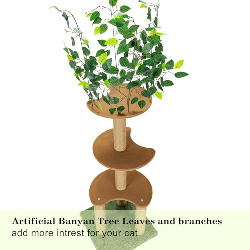 Árbol para gatos con hojas, torre para gatos interior miniatura 5