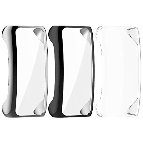 Chofit Cases Compatible with Fitbit Inspire 2 Case, Screen Protector PC Plated Protective Case Protector Cover Armor Shell for Inspire 2/Inspire 2 HR Fitness Tracker (Black+Grey+Clear) Cover