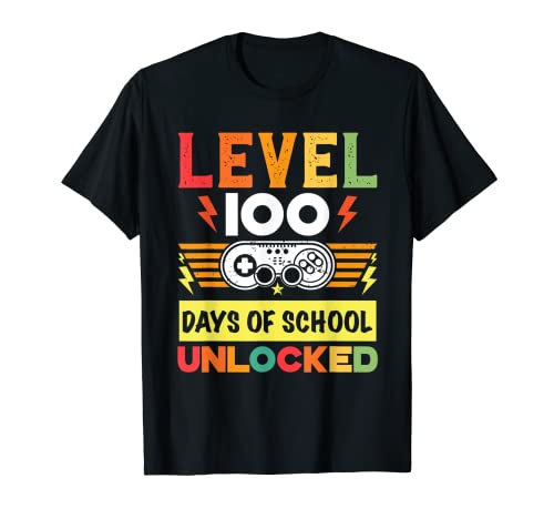 100th Day Video Gamer 100 Días de escuela desbloqueado Vintage Camiseta